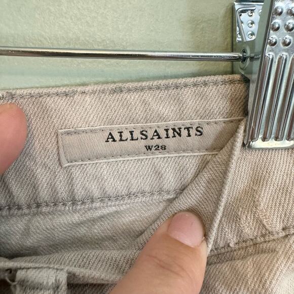 All Saints Jean Mom Shorts Womens 28 Gray Denim Distressed Wash Cuffed Casual - Picture 6 of 7